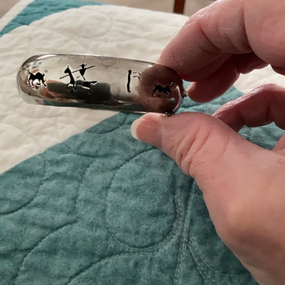 Vintage Sterling Silver 925 Hinged Bangle Bracelet - Picture 6 of 12